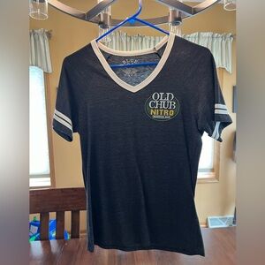 Oskar blues brewery t shirt with old chub logo